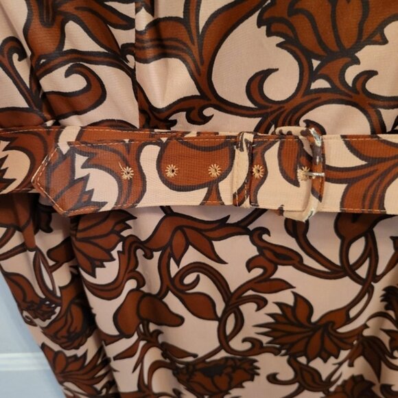Vintage Sears Belted Sheath Dress with Lovely Brown Pattern - Picture 4 of 14